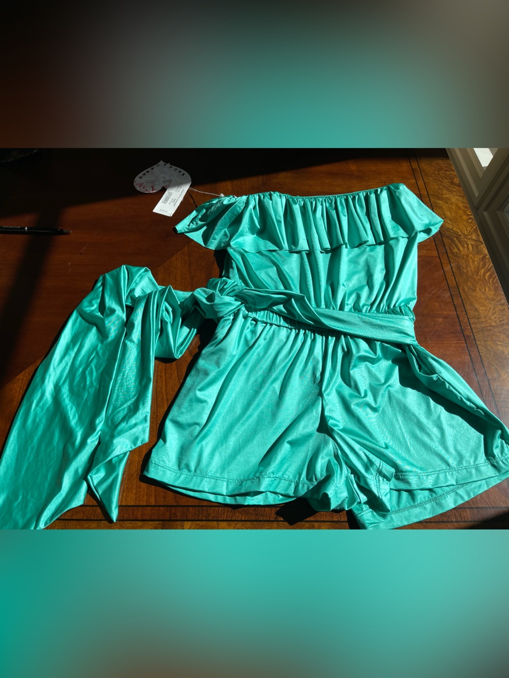 NWT beach bunny aqua color coverup size M romper - Picture 9 of 9